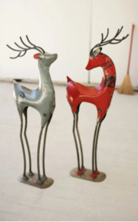 Set Of Two Recycled Iron Deer Kalalou