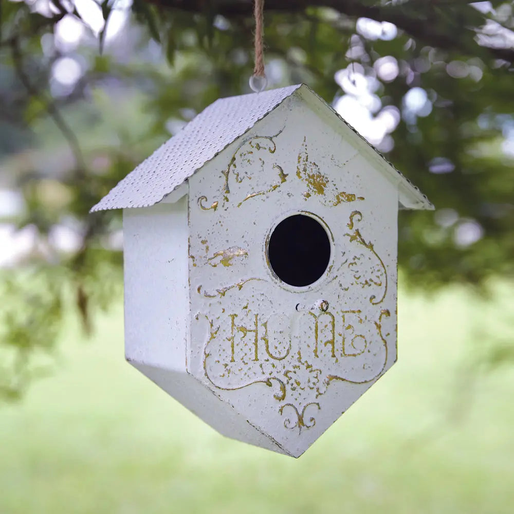 Shabby Chic Metal Birdhouse Cozy Pines