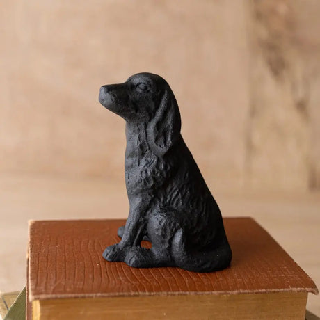 Sitting Dog Decorative Accent Black Cast Iron Cozy Pines