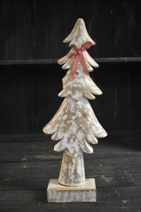 Skinny Whitewashed Trees with a Ribbon 7.5x27in Wholesale Home Decor