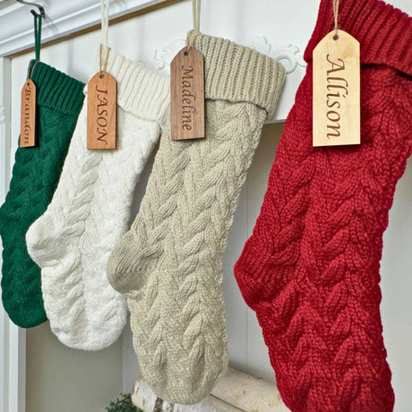 Solid Cable Knit Christmas Stocking Embroidery Blank Holiday Blanks