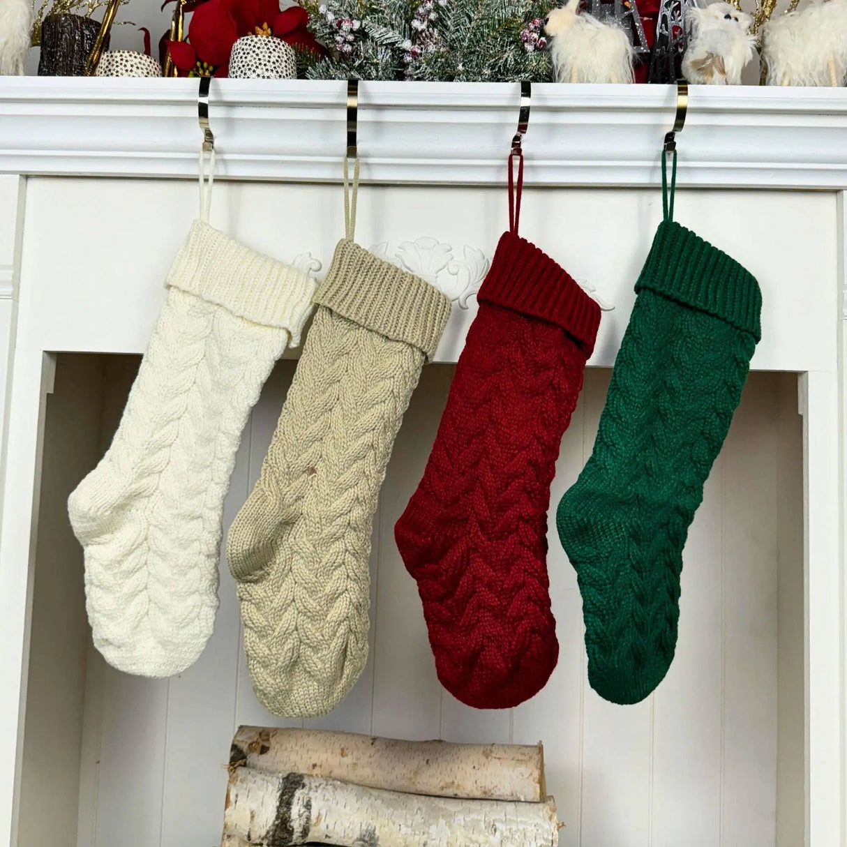 Solid Cable Knit Christmas Stocking Embroidery Blank Holiday Blanks