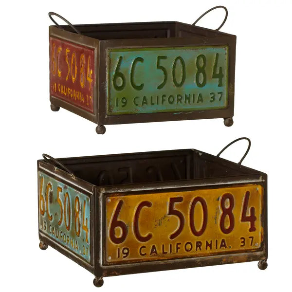 Square License Plate Planter Tray Cozy Pines