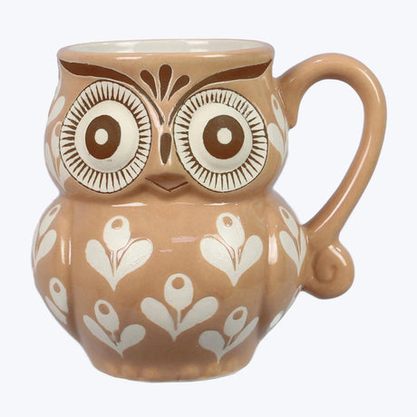 Stoneware Natural & White Design Owl Mug  (SKU#: 13746) Young's