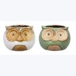 Stoneware Owl Planter, 2 Ast.  (SKU#: 13008) Young's