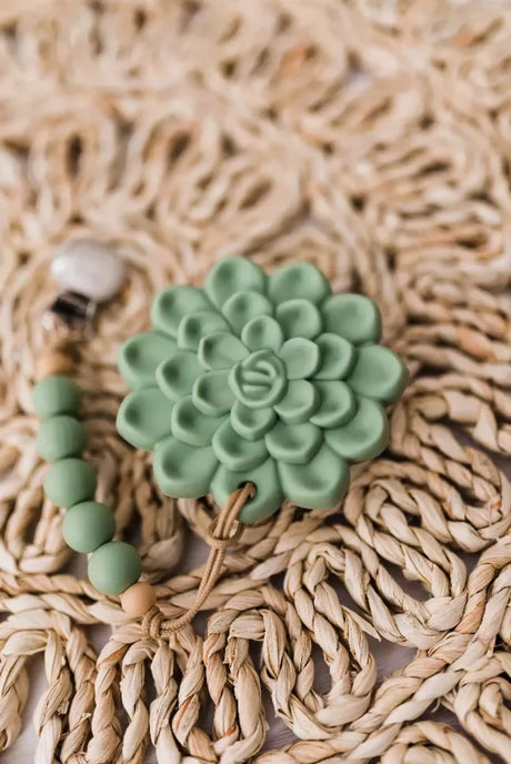 Succulent Teether and Clip Set Golden Baby