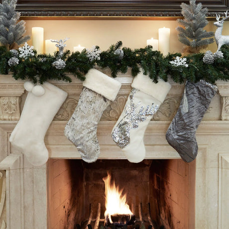 The Creamy Dreamy Plush Stocking with Plush Pom Poms Gigi Seasons