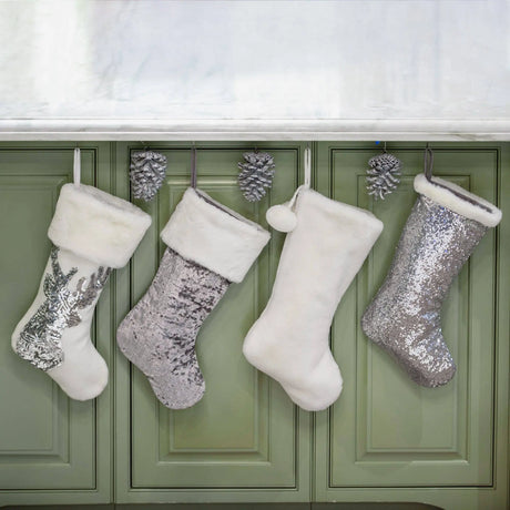 The Creamy Dreamy Plush Stocking with Plush Pom Poms Gigi Seasons