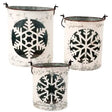 White Metal Snowflake Bucket Cozy Pines