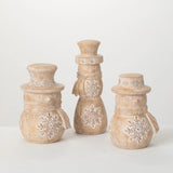 Whitewashed Snowman Cozy Pines