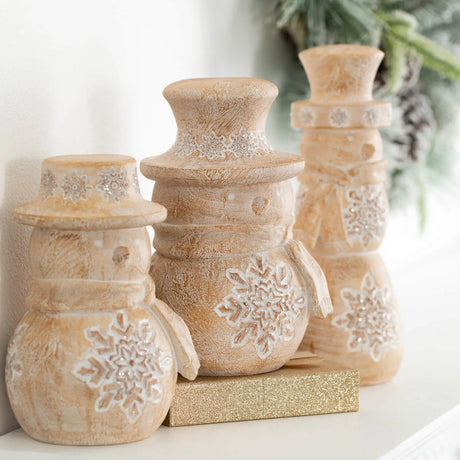 Whitewashed Snowman Cozy Pines