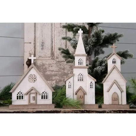 Whitewashed Wooden Church Cozy Pines