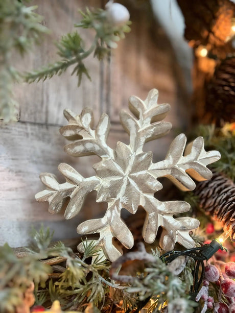 Whitewashed Wooden Snowflake 6x6in Wholesale Home Decor