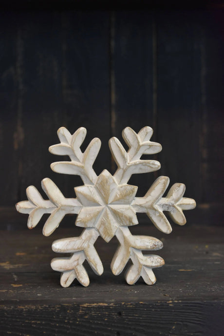 Whitewashed Wooden Snowflake 6x6in Wholesale Home Decor