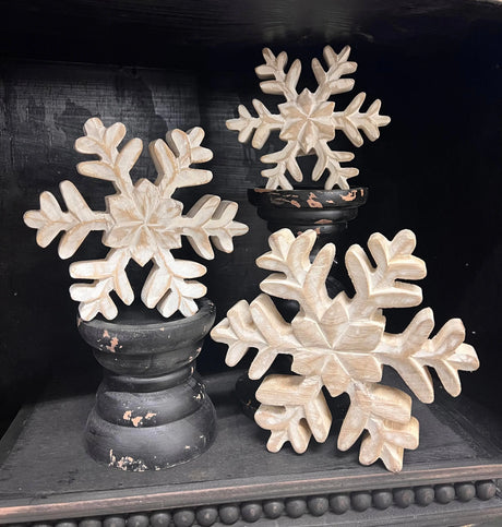 Whitewashed Wooden Snowflake 6x6in Wholesale Home Decor